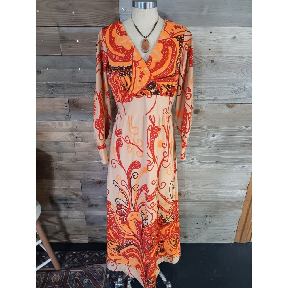 Vintage Malihini Hawaiian Designers Collection Maxi Dress Sz. 14 EUC Vibrant